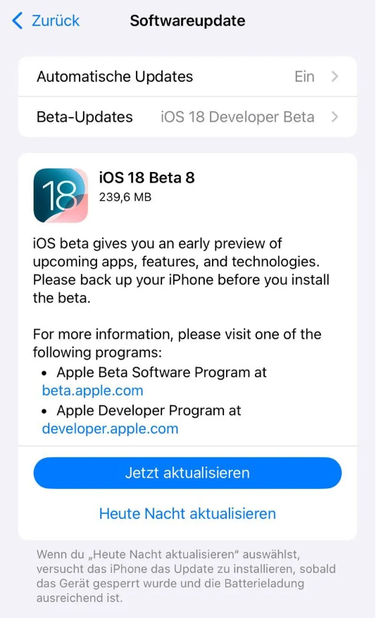 岳阳苹果手机维修分享苹果 iOS / iPadOS 18 开发者预览版 Beta 8 发布 